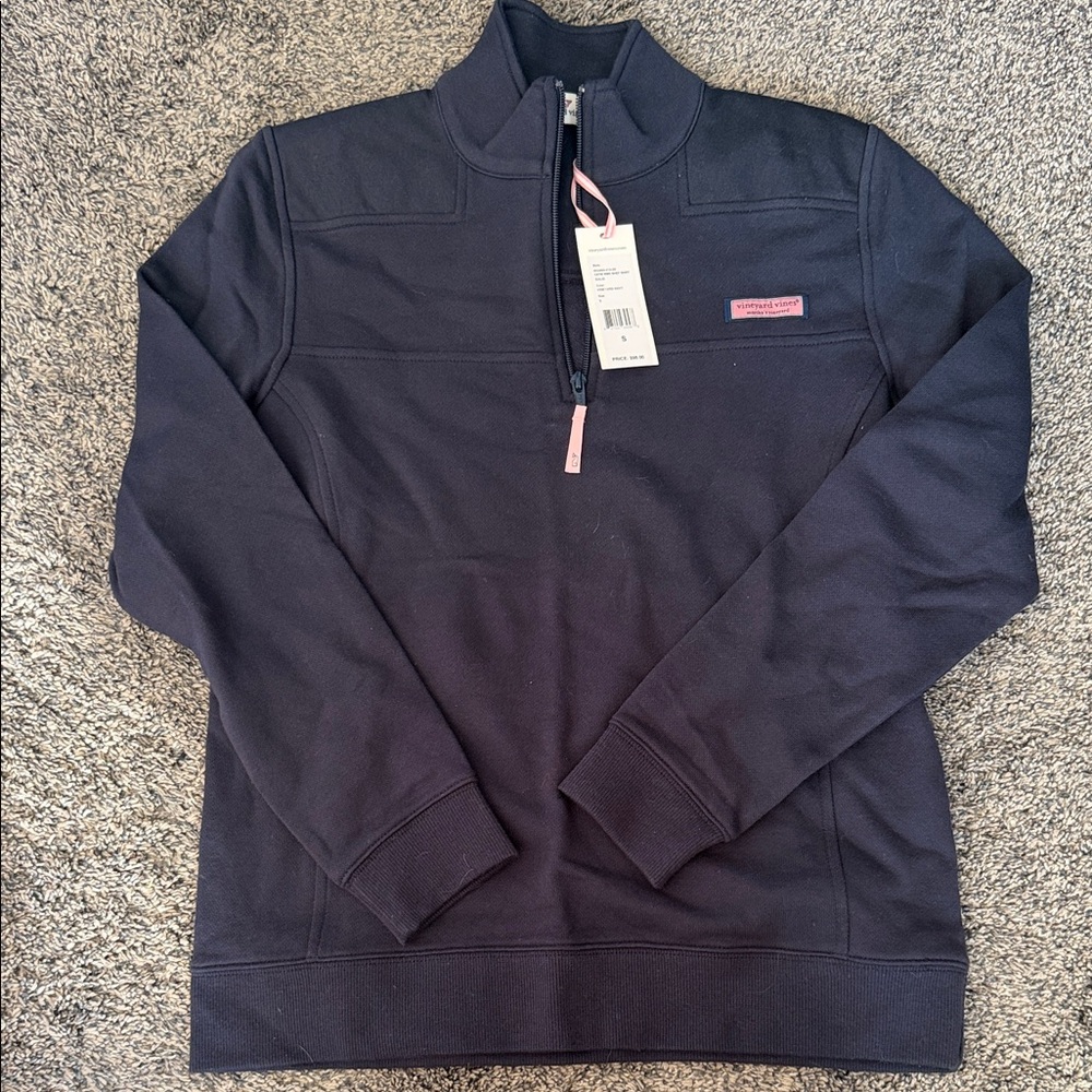 Vineyard Vines Women’s Navy Quarter-Zip Shep Shirt with Pink Accents